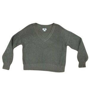 PINK Victoria's Secret V Neck Knit Sweater Green Large Chunky Cozy Comfy